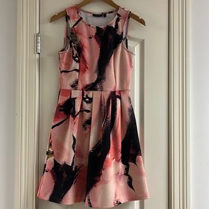 Apt 9 Floral Sleeveless Dress with Black and Pink Accents